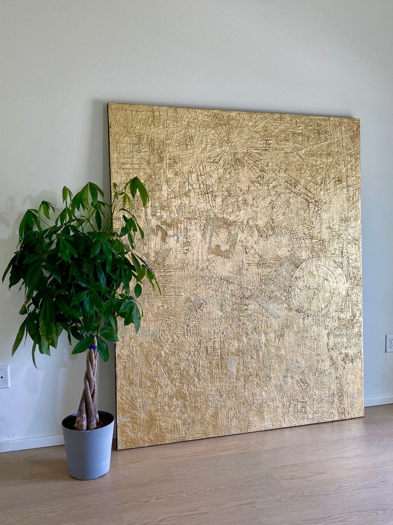 Original Gold Leaf Wall Art 3D Texture Painting Modern Abstract Art