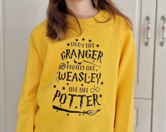 Sudadera infantil amarilla sin capucha. Sudadera con capucha del mundo de Harry Potter, Hermione. Sudadera con capucha para adolescente con símbolos de Harry Potter