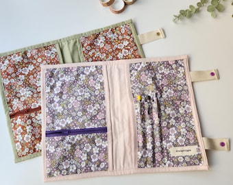 Floral Double Book Sleeve with Pockets, Reading Accessories, Book Protector, Padded Book Cover, Floral Book Purse, Bookish Gifts for Readers