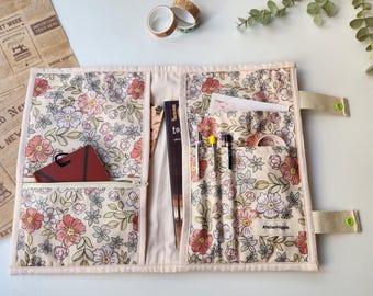 Floral Book Sleeve, Reading Pouch, Fabric Book Wrap, Organizer Journal Pouch, Planner Cover, Reading Pouch, Gift for Book Lovers