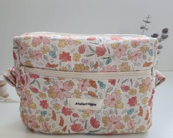 Muslin Fabric Stationery Pouch: Organizer Bag with Pockets