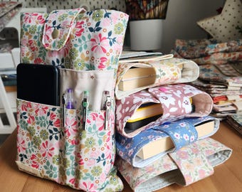 Floral Book Sleeve with Pockets – Padded Cotton Book Cover