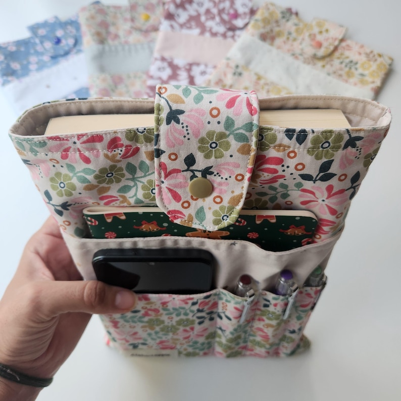 Adjustable Book Sleeve With Double Pocket – Handmade Padded Book ...