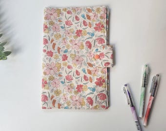 Floral Fabric Adjustable Book Cover: Handmade Book Sleeve and Journal Protector