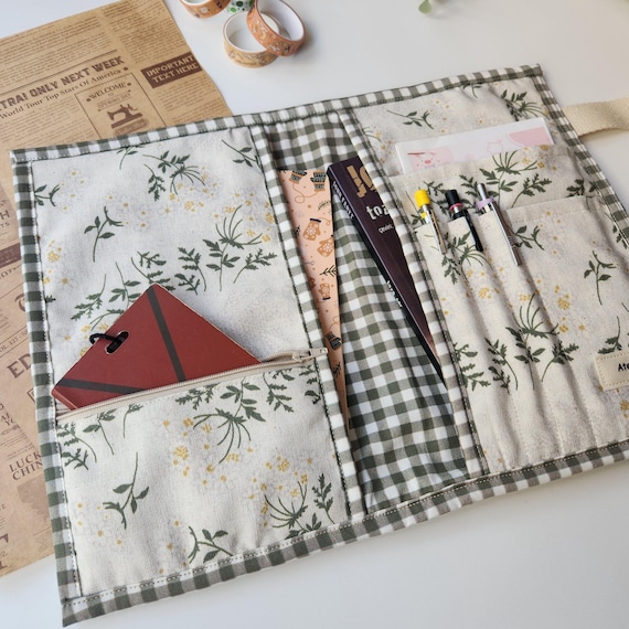 Floral Journal Pouch: Handmade Cotton Book Sleeve