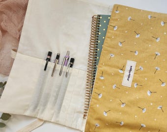 Floral Book Sleeve with Pockets: Padded Cotton Book Protector