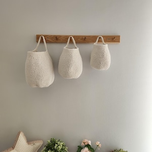Wall Hanging Basket, Crochet Hanging Storage Basket, Hanging Storage Bag, Nursery Organizer, Toys Storage, Kitchen storage