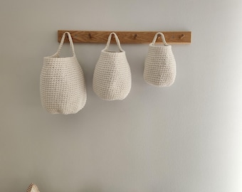 Crochet Wall Hanging Basket: Nursery & Kitchen Storage
