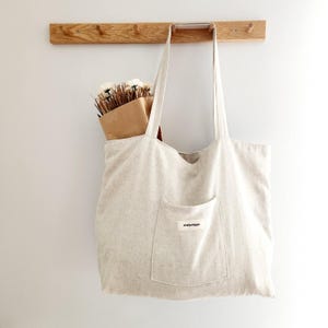 Linen Shopping Bag, Reusable Linen Tote Bag, Linen Travel Bag, Handmade Gift Idea,Linen tote bag, large market bag, linen beach bag