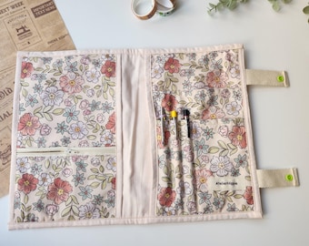 Padded Book Cover, Floral Book Purse, Bookish Gifts for Readers, Floral Double Book Sleeve with Pockets, Reading Accessories, Book Protector