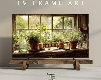 Cottage Herb Garden TV Frame Art: Rustic Home Decor (Digital Download)