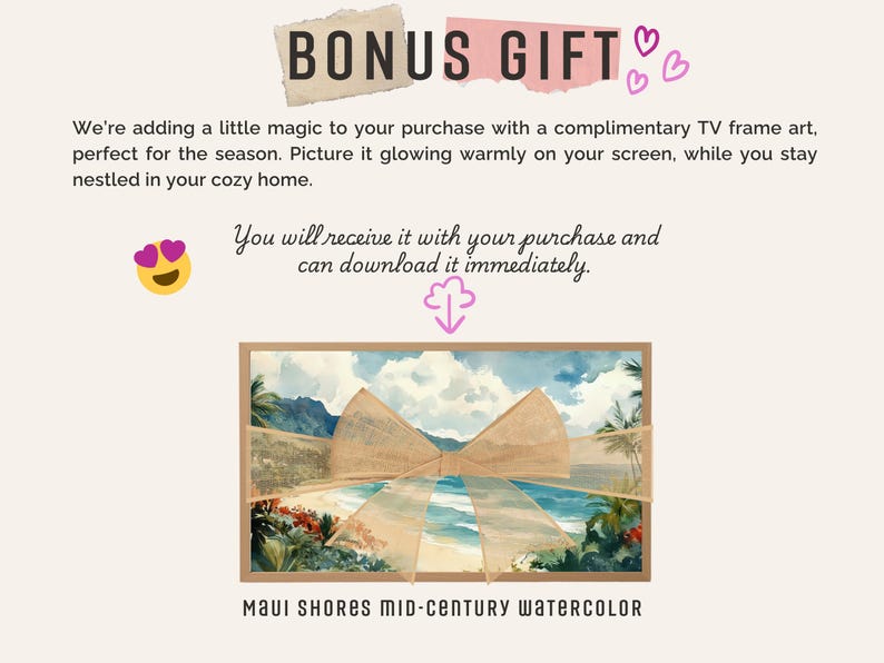 a picture of a painting with a caption that says bonus gift