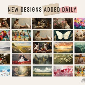 a collage of pictures with the words new designs added daily