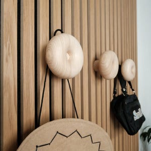 Wooden decorative hook Acoustic panel hook, Coat Hooks for acoustic panel, Aku Hook, Decorative round hooks Wall panel, Acoustic Panel hooks