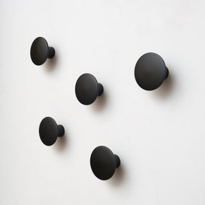 Black Wall Hooks for entryway, Round wall hooks, Black wall décor, Towel Hooks, Organizer Wall Hat Key dot hooks, Black Bathroom Coat Hooks