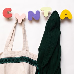 Wooden Letters wall hooks, Kids Name Room Wood Hook, Personalise children Rack Hanger, Wood sign nursery decor, baby name Mothers Day gift