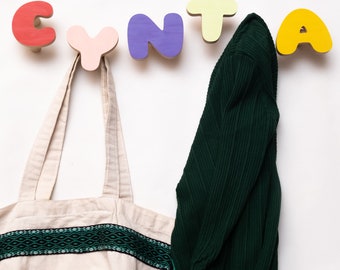 Wooden Letters wall hooks, Kids Name Room Wood Hook, Personalise children Rack Hanger, Wood sign nursery decor, baby name Mothers Day gift