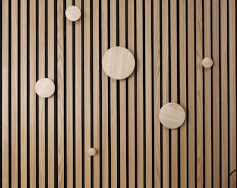 Acoustic Panel Wall Hooks for Home Organization, Stylish Round Wood Hook for Acoustic Panels, Wooden Round Coat Hooks, Hook mount+thread