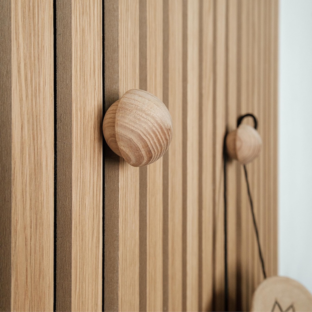 Natural Wooden Acoustic Panel Hooks, Round Wall Hooks for Soundproof ...