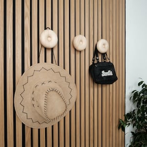 Wooden Dounat Acoustic panel hook, Coat Hooks for acoustic panel, Aku Hook, Wall panel hooks, Acoustic Panel Hanger, Decorative round hooks