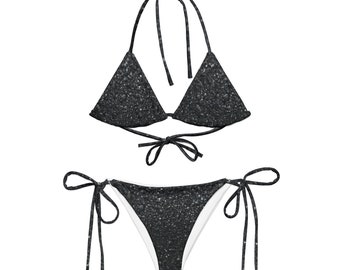 Bikini string noir recyclé scintillant