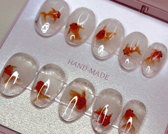 Goldfish | Handmade Press on Nails | Press Ons| Handpainted Nails