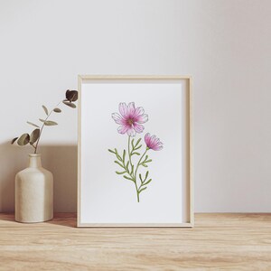Custom October Birth Flower Watercolor | Cosmos Floral Art | Personalized October Birthday Gift | Birth Month Flower Painting