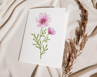 Personalized Birth Flower Card | Printed from Hand-Drawn Watercolor | Floral Keepsake