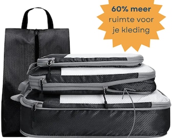 Packing Cubes Compression - Reistasjes - Koffer Organizer set 4 Delig - Packing Cubes Backpack - Compression Cube - Reis Organizer