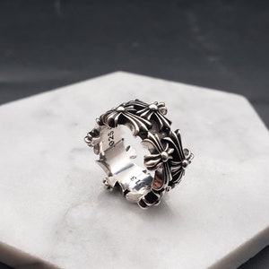 Chrome Hearts Style Flat Cross Flower Rings, Retro Ring, Gift for Lover