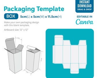 Box Packaging Template | Plain Box Die cut template | Cosmetic Product Plain Die cut template |  Product packaging template with bleed plain