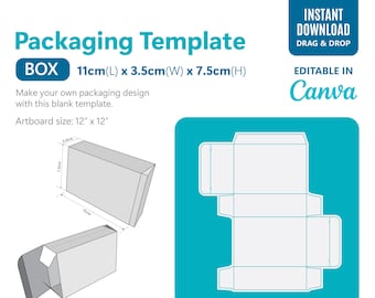 Box Packaging Template | Plain Box Die cut template | Cosmetic Product Plain Die cut template |  Product packaging template with bleed plain