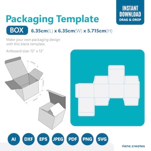 Box Packaging Template | Plain Box Die cut template | Cosmetic Product Plain Die cut template |  Product packaging template with bleed plain