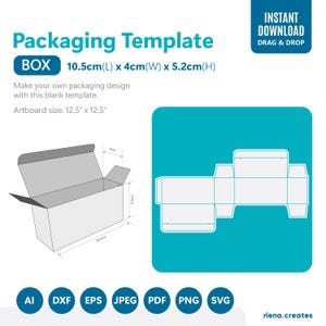 Box Packaging Template | Plain Box Die cut template | Cosmetic Product Plain Die cut template |  Product packaging template with bleed plain