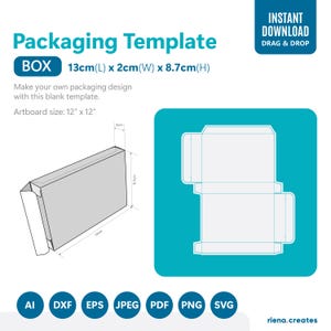 Box Packaging Template | Plain Box Die cut template | Cosmetic Product Plain Die cut template |  Product packaging template with bleed plain