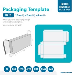 Box Packaging Template | Plain Box Die cut template | Cosmetic Product Plain Die cut template |  Product packaging template with bleed plain