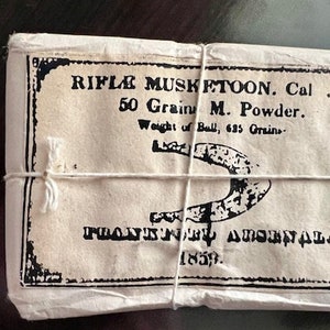 Rifle Musketoon Cal .69, 50 Grains M. Powder, Frankford Arsenal, 1859, UNOPENED