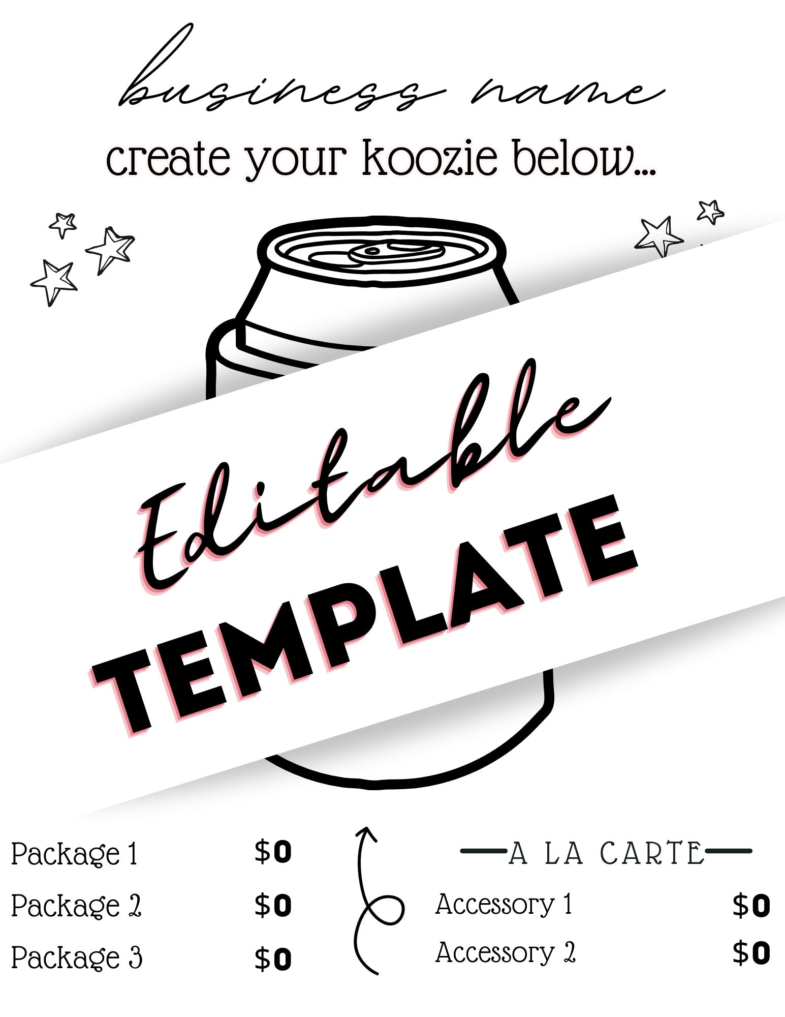 Koozie Template editable Etsy Koozie Template editable Etsy