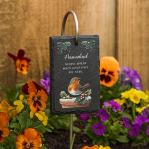 Personalised Christmas Robins Appear When Loved Ones Are Near Slate Grave Marker Memorial Gift