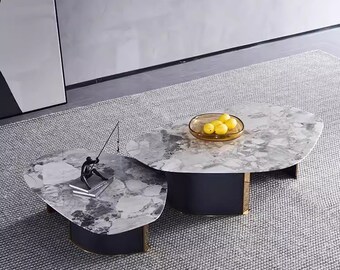 Light luxury tea table natural marble irregular combination living room tea table