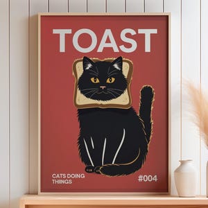 Funny Black Cat Digital Wall Art Print - Cute Kitten Illustration Poster for Cat Lovers