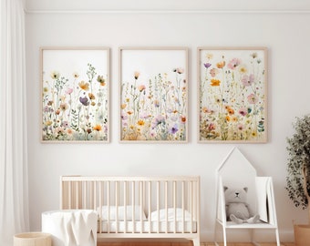 Boho Wildflower Nursery Print: Botanical Floral Wall Art (Digital Download)
