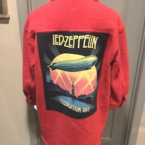 Led Zepplin Upcycled Heavyweight Flannel Shacket Coat - Women's US Large.