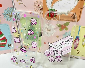 Japan Cartoon Starkabi Kirby Poyo Handmade iPhone Case 15 14 13 12 11 XS XR SE 8 7 6 Pro Max Plus handmade to order