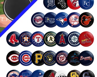 MLB-Team-Logo-Magnete, 5,7 cm, komplettes Set/alle Teams, 5,7 cm großer Baseball-Fan – tolles Geschenk