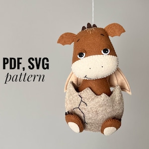 Dragon  felt pattern DIY dragon toy Pdf pattern