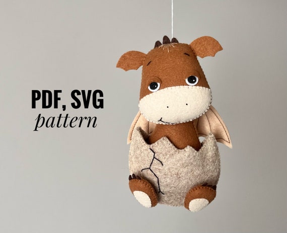 Felt Dragon Ornament DIY Pattern (PDF, SVG)