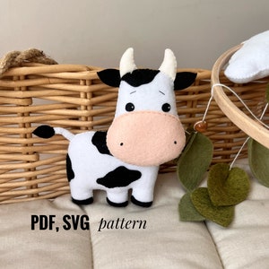 Cow felt pattern DIY Farm animal toy Pdf pattern