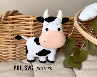 Cow felt pattern DIY Farm animal toy Pdf pattern