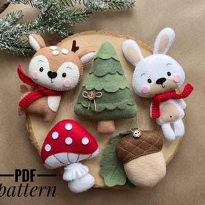 Kerst speelgoed patroon vilt patroon DIY kerstkonijn speelgoed pdf-patroon herten naaipatroon kerstboom speelgoed patroon